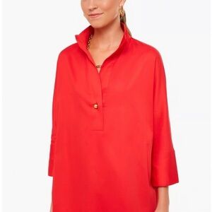 Tuckernuck Poppy Red Willow Tunic Blouse Size L